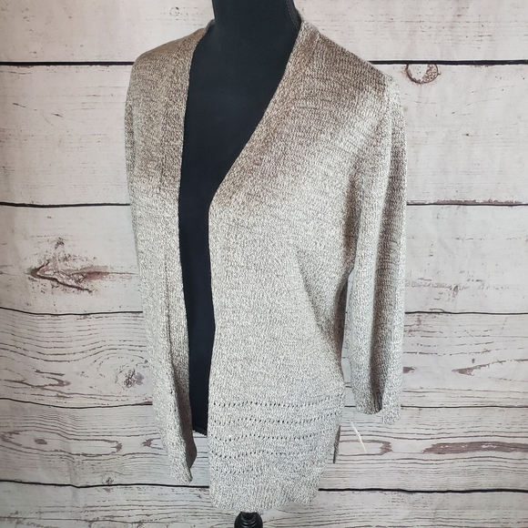 Karen Scott Sweaters - Gray Cardigan Sweater Boxy Open Front Gray Casual